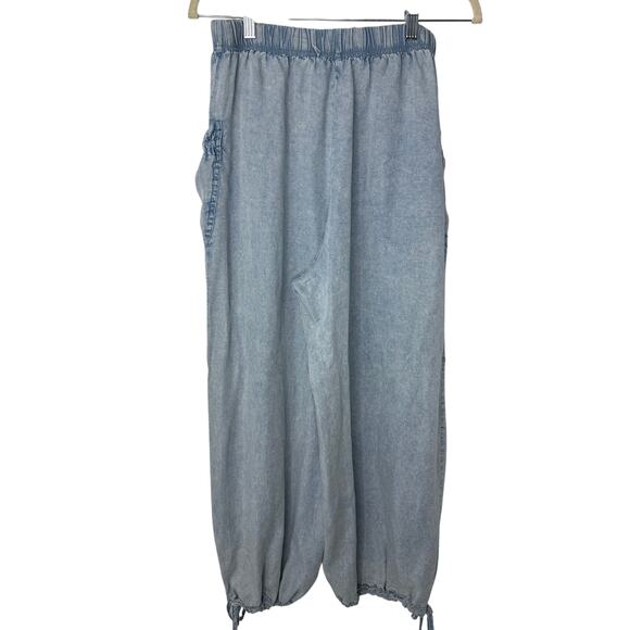 Mustard Seed Drawstring Cargo Jogger To Wide Leg Pants Light Wash Boho Indie S - Picture 3 of 12